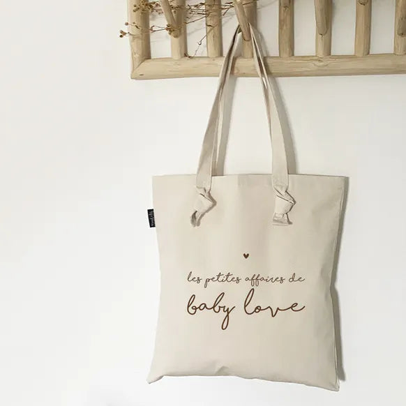 Tote-Bag à noeuds écru " Les petites affaires de Baby Love"