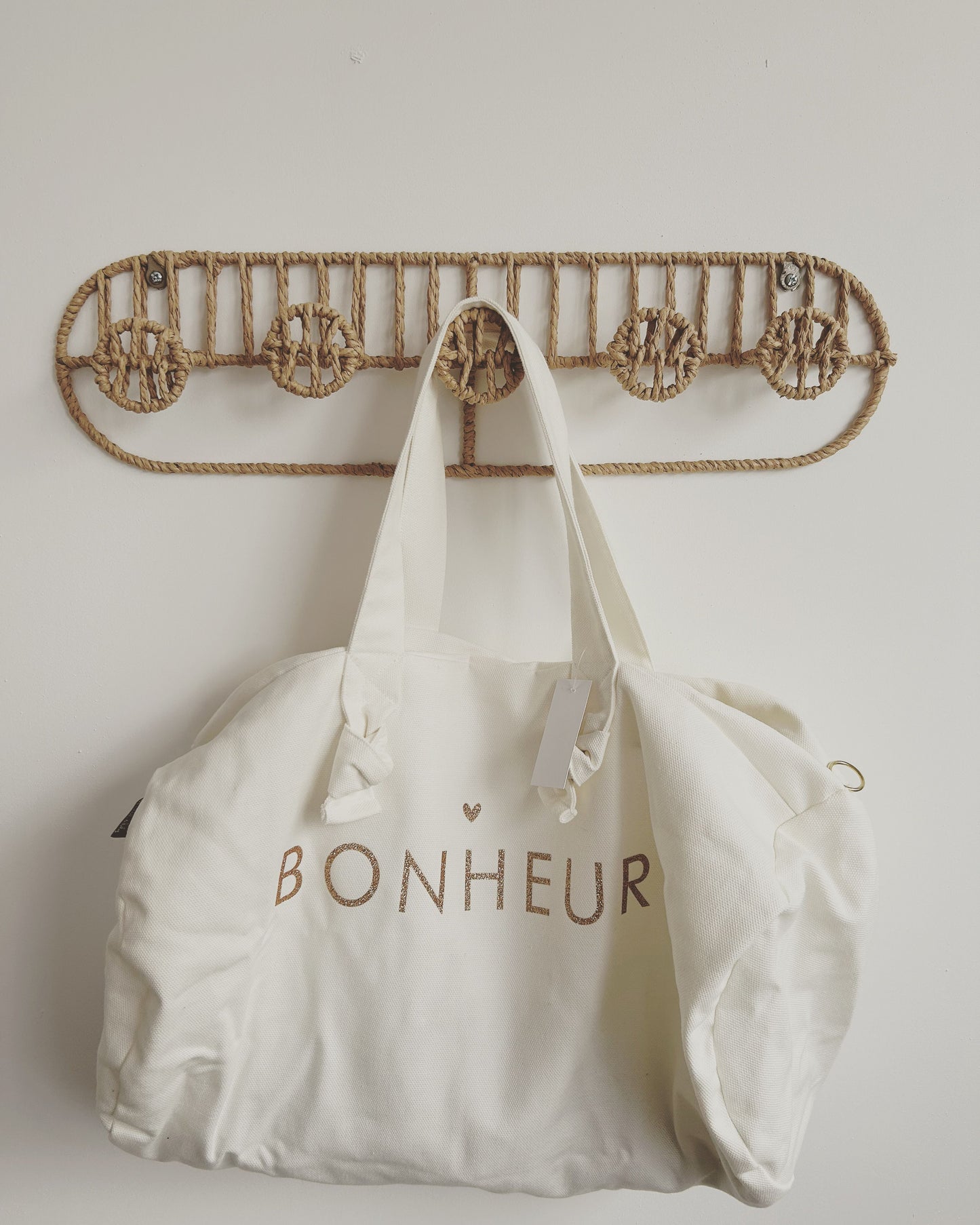 Sac Polochon Blanc - BONHEUR